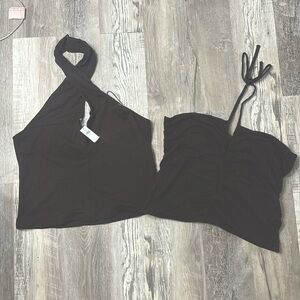 Set of 2 xl banana republic dark brown halter tops